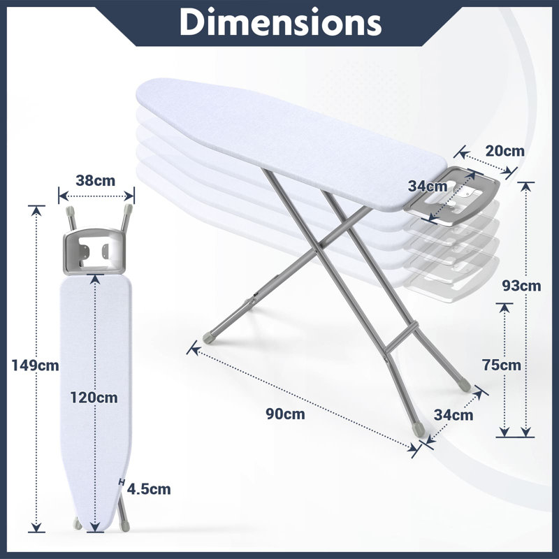 Full Size Ironing Board 38Cm Carbon Steel Ironing Table