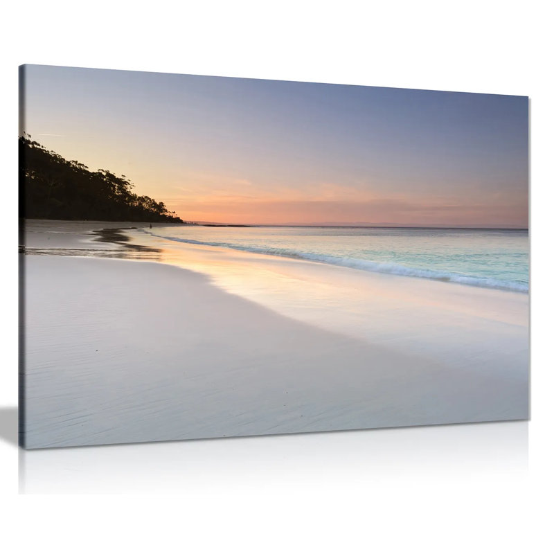 Pretty Soft Colours Beach Sky And Sand Seaside Canvas Wall Art Picture Print, 20cm H x 31cm W