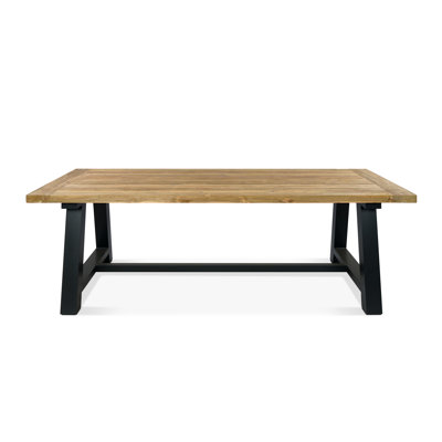 Morones Rectangular Dining Table in Solid Reclaimed Teak with Black Aluminum Legs
