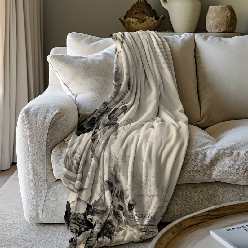 Rustic Rose Rhapsody - couverture en sherpa de qualité supérieure 1 pièce - reproduction d'art luxueuse, Lit simple