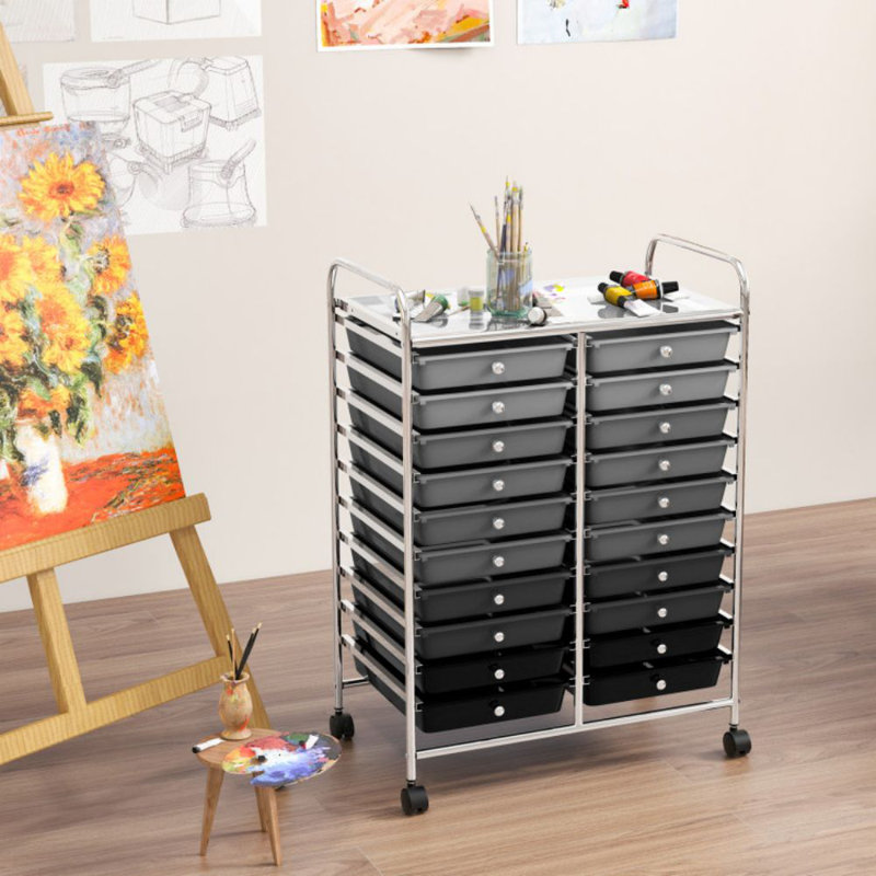 Chariot de rangement 20 tiroirs, Gris