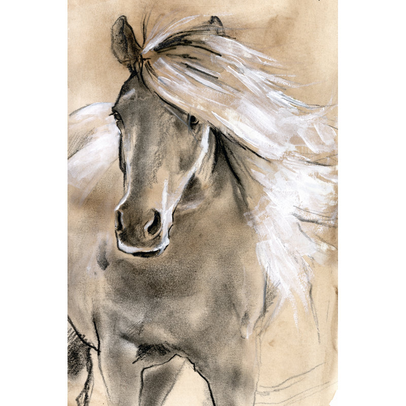 Sketched Horse I by Jennifer Paxton Parker - Wrapped Canvas Painting, 122cm H x 81cm W, Black Floater Framed