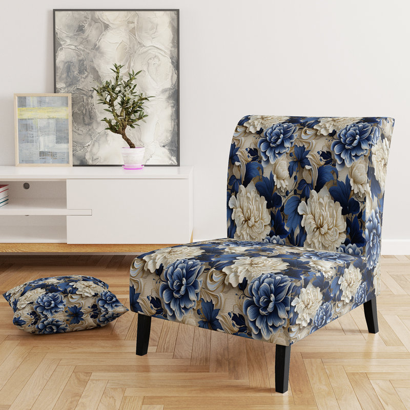 Rustic Victorian Brocade Victorian Motif - Chaise d'appoint de chalet rembourrée à motif floral