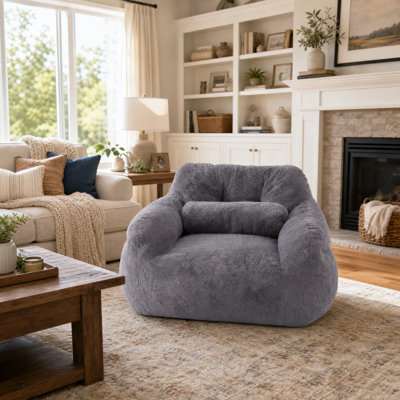 Oversize Compression Bean Bag Chairs For Adults With Pillow and Pocket