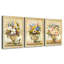 3 panneaux d'art mural encadré, 3 pièces, décoration florale, peinture pour cadeau de Noël, café, bureau, salle à manger, salon, salle de bain, chambre à coucher, prêt à accrocher, encadré sur toile-401579066