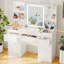 LED Dressing table 7 Drawers and 7 Storage Shelves Dressing Table With Mirror Large Desktop Makeup Desk-1099582211