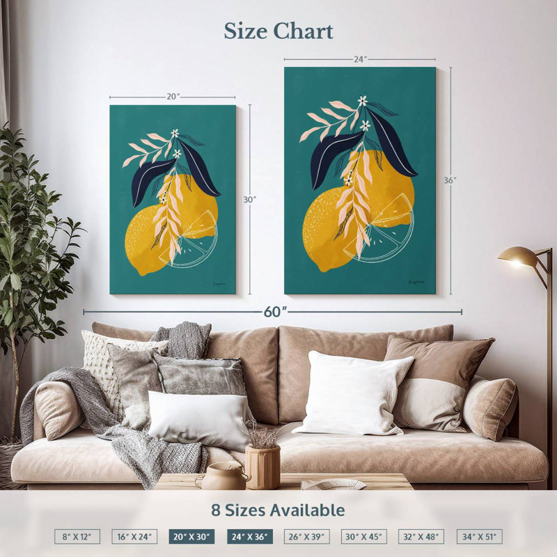 Yarlin Lemons Blue, 36" H x 24" W