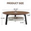 Table basse ronde de 90 cm avec tablettes de rangement à 2 niveaux