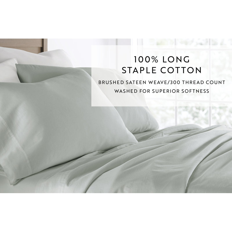 Queen Green Mist Cotton Sateen Sheet Set