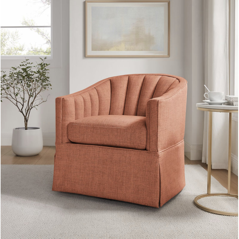 Milnor Sanibel Skirted Swivel Accent Chair, Coral