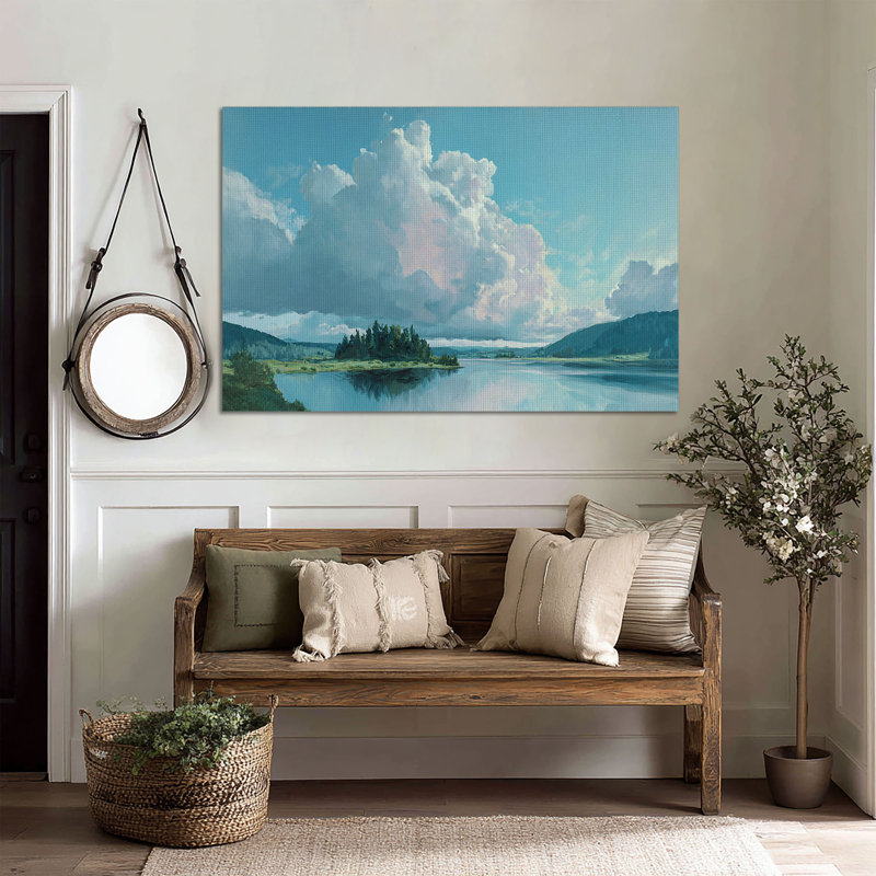 Art mural sur toile Fluffy Blue Clouds, L 48 po x H 32 po