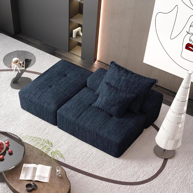 Modern Oversized Modular Sectional Sofa,Sparkling Chenille Fabric Soft Cushion Sofa With 2 Pillows,DIY Combination Tufted Sofa,No Assembly Required