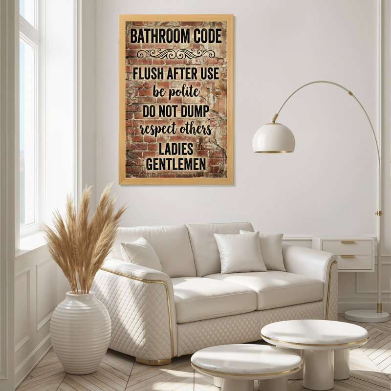 «Bathroom Code Brick», impression sur toile tendue sur toile, ensemble de 1, H 18 po x l 12 po