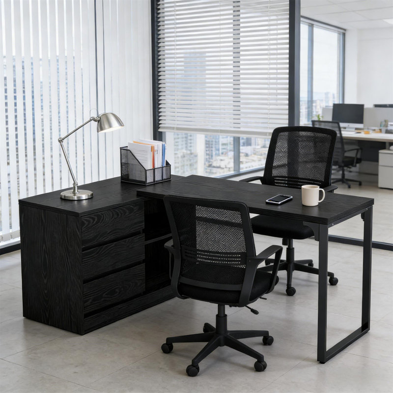Bureau de coin réversible (sans tabourets)