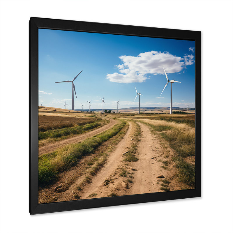 Wind Turbines In Wind Farm I, reproduction d'art sur toile, H 16 po x l 16 po x P 1 po, Cadre simple noir