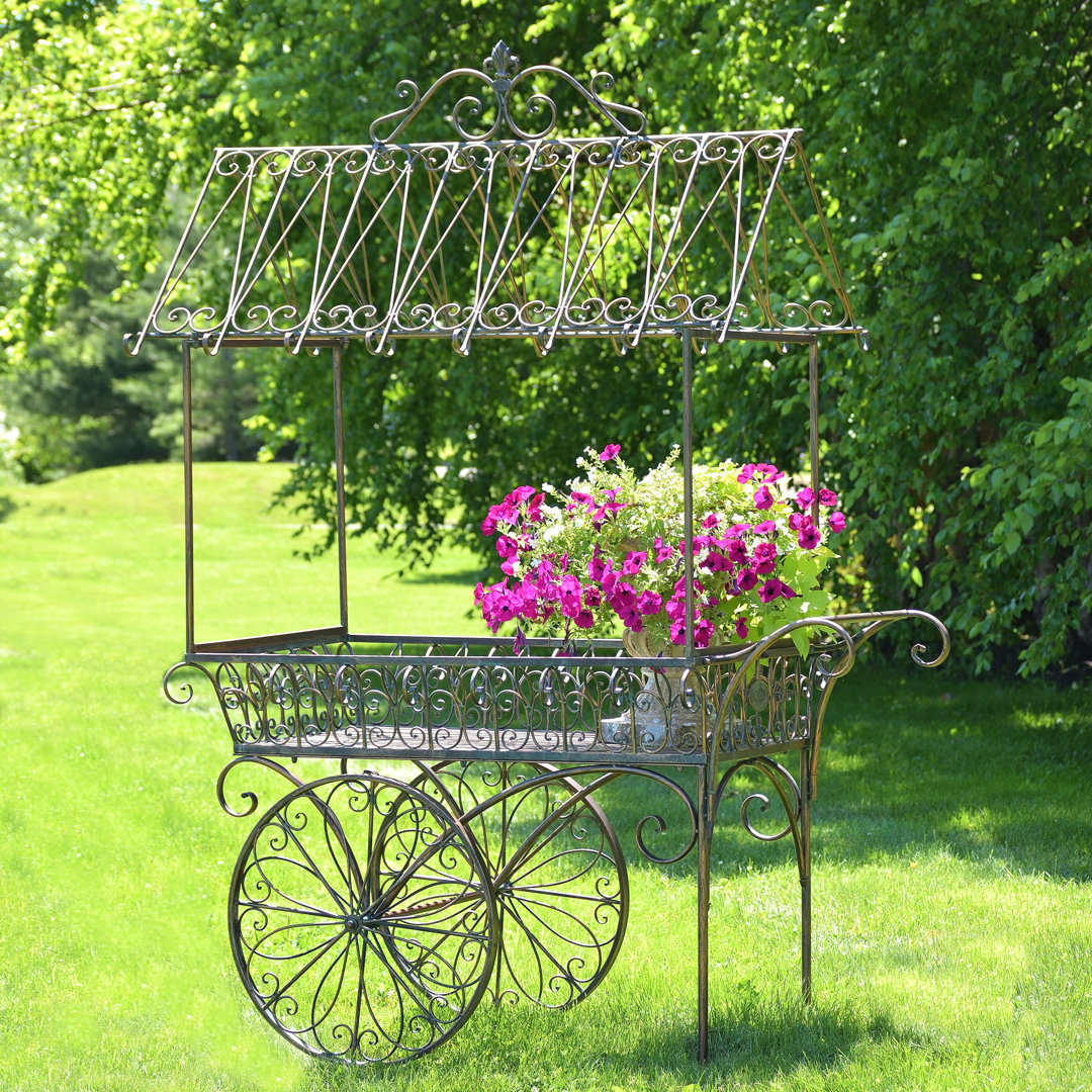 Tall Antique Style Iron Flower Cart "Paris 1968" Zaer Ltd International 