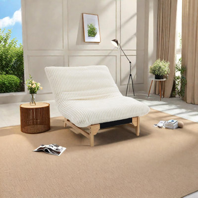 Fauteuil à billes avec dossier, siège simple, revêtement en velours côtelé pour le salon ou la chambre à coucher