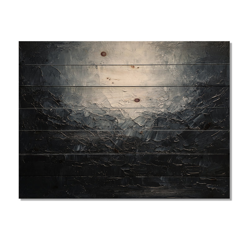 Tempête abstraite de ciel de minuit - art mural en bois ciel - sur bois de pin naturel, H 34 po x l 44 po x P 0,78 po