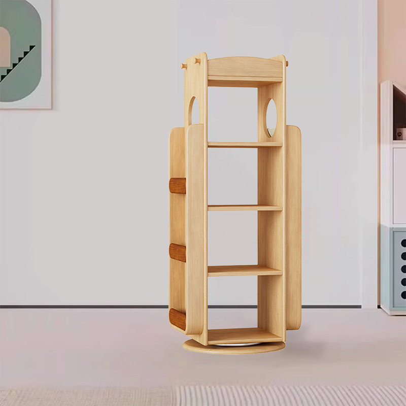 Burlywood Modern Solid wood rotating bookshelf, Burlywood
