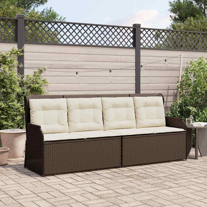Poly Rattan Outdoor Bench, Cream, Brown