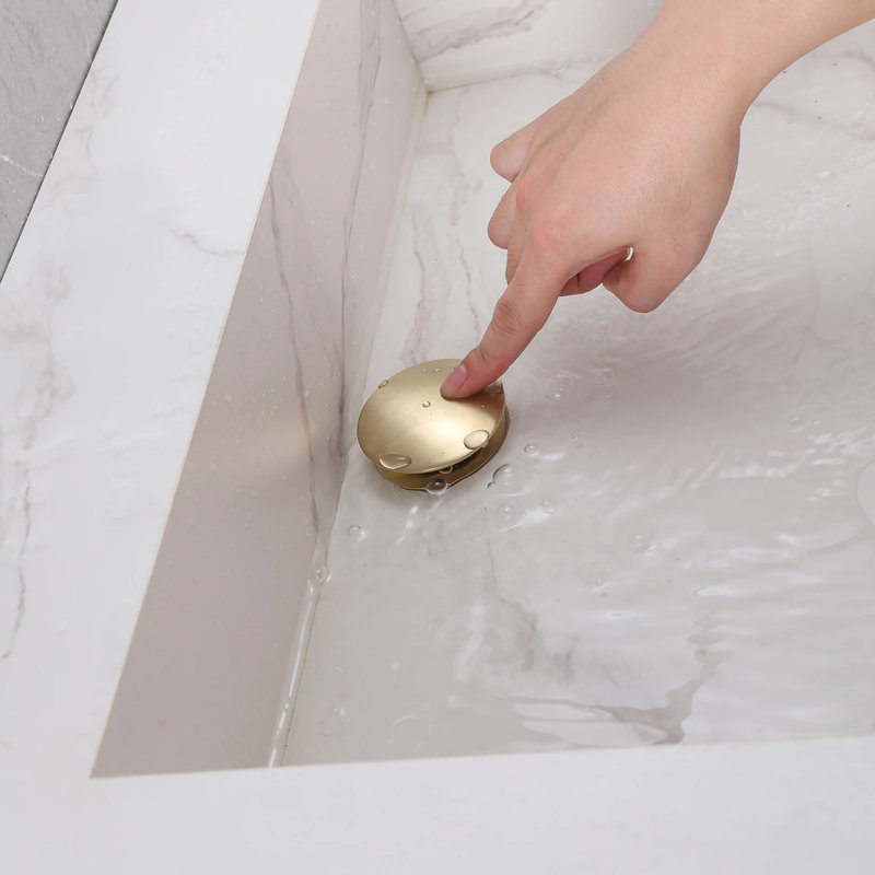 Pop-Up Drain Stopper Bathroom Sink Drain With Overflow, Brushed Gold