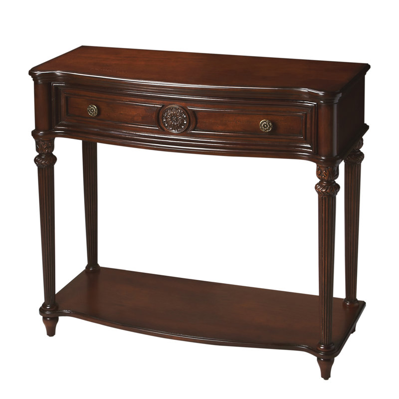 37" Serpentine-Shaped Console Table, Cherry