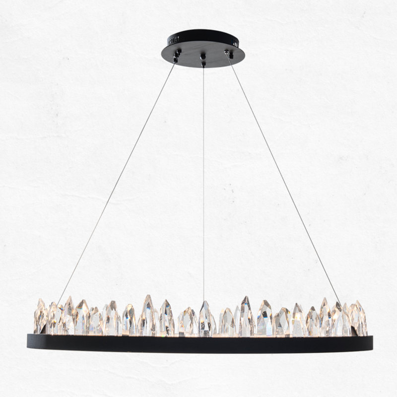 Lustre suspendu en cristal Parkes, H 40 po x l 28 po x P 28 po, Chrome laqué, Couleurs mélangées