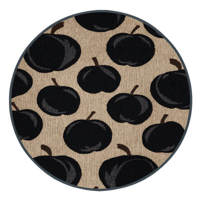 Washable Plum Black Fruits Area Rug