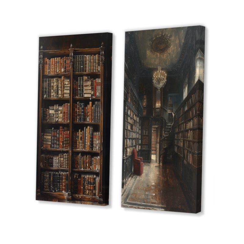 Alnisa - Ensemble de 2 bibliothèques d'art mural, H 40 po x l 40 po, Ne s’applique pas, Toile tendue sur cadre