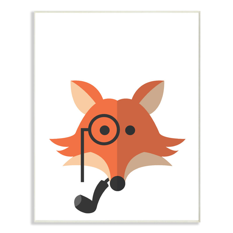 « hipster fox art », impression, H 15 po x l 10 po, Plaque