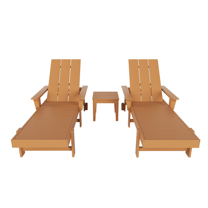 Joubert Outdoor Chaise Lounge with Table, Teak