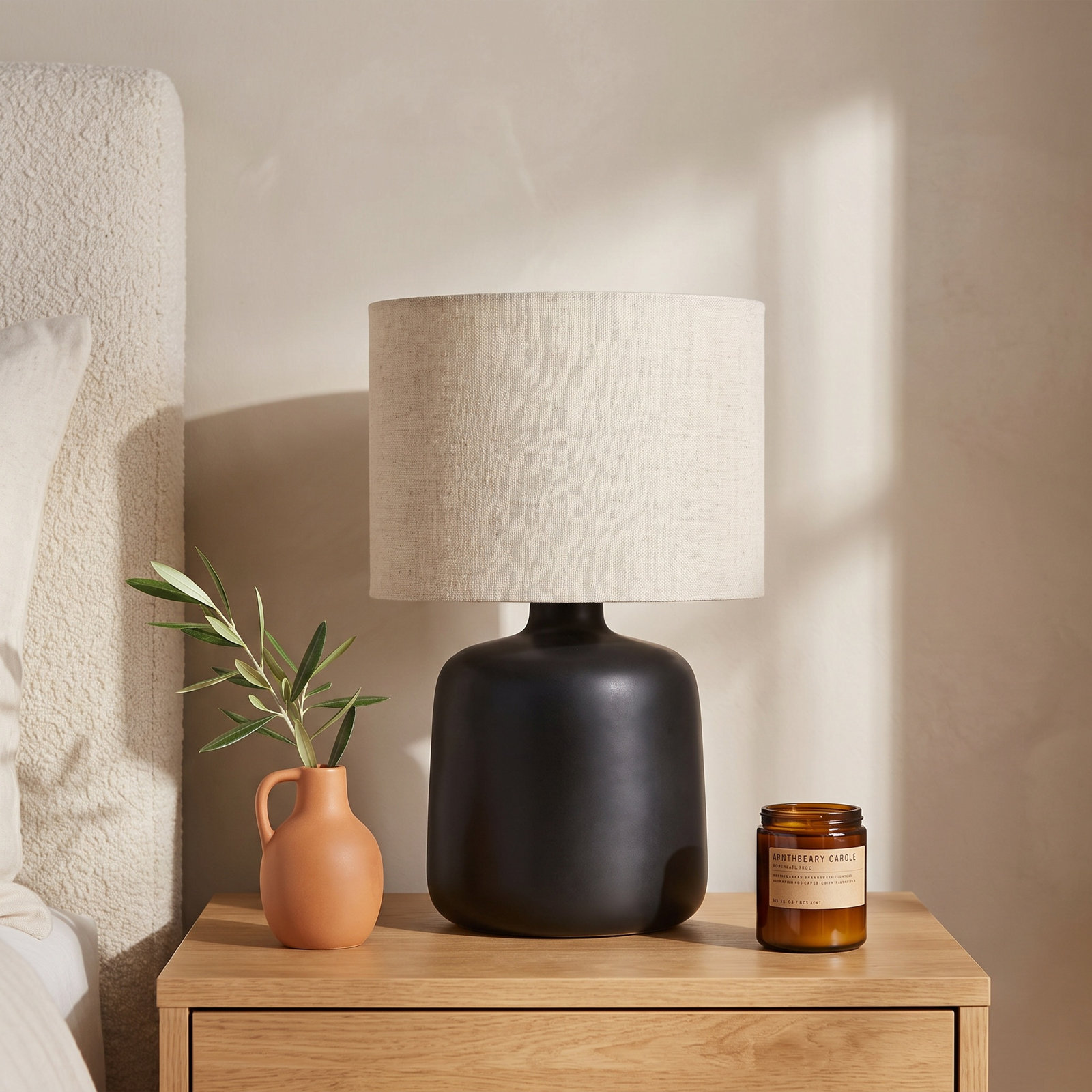 Pramit Ceramic Table Lamp, Black
