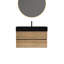 Meuble-lavabo mural 36 po avec lavabo en quartz d'ingénierie en chêne, double tiroir noir doux, style Mid-Century, panneau de grille, combinaison de couleur noyer, panneaux E1, laque à base d'eau E0,