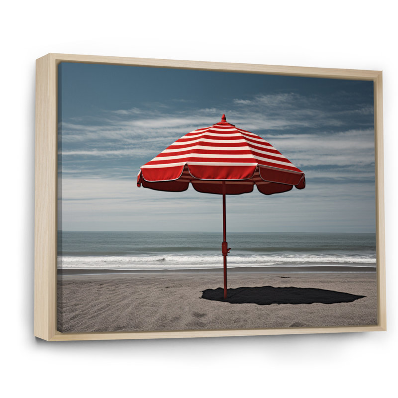 Parasol rouge Coastal Beach - imprimé, Cadre flottant doré, H 12 po x l 20 po x P 1 po