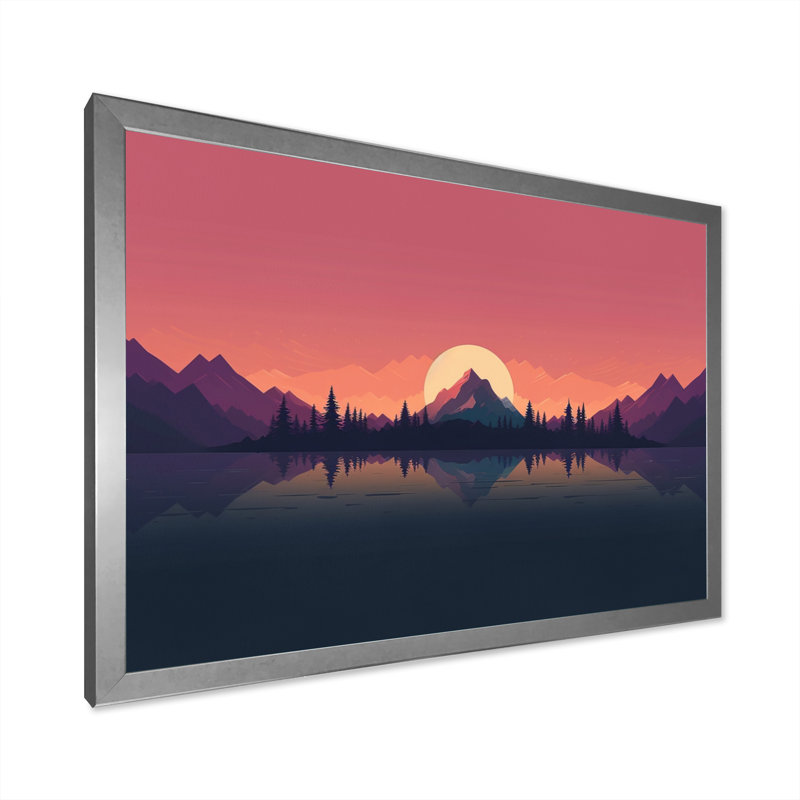 Minimalist Sunset I, reproduction d'art sur toile, H 12 po x l 20 po x P 1 po, Cadre simple argenté