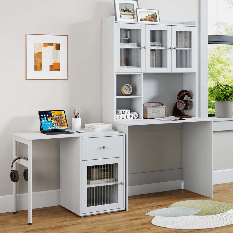 Bureau d'ordinateur avec porte en verre pour bureau à domicile ou bureau d'étude