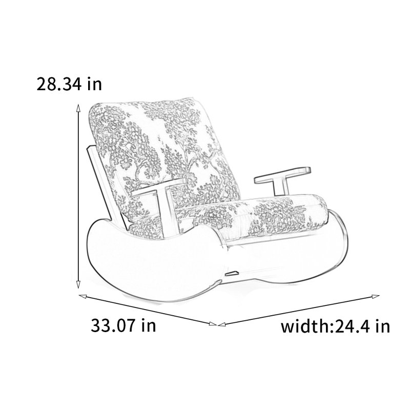 Chaise berçante en bois massif avec accoudoirs doubles, Brun