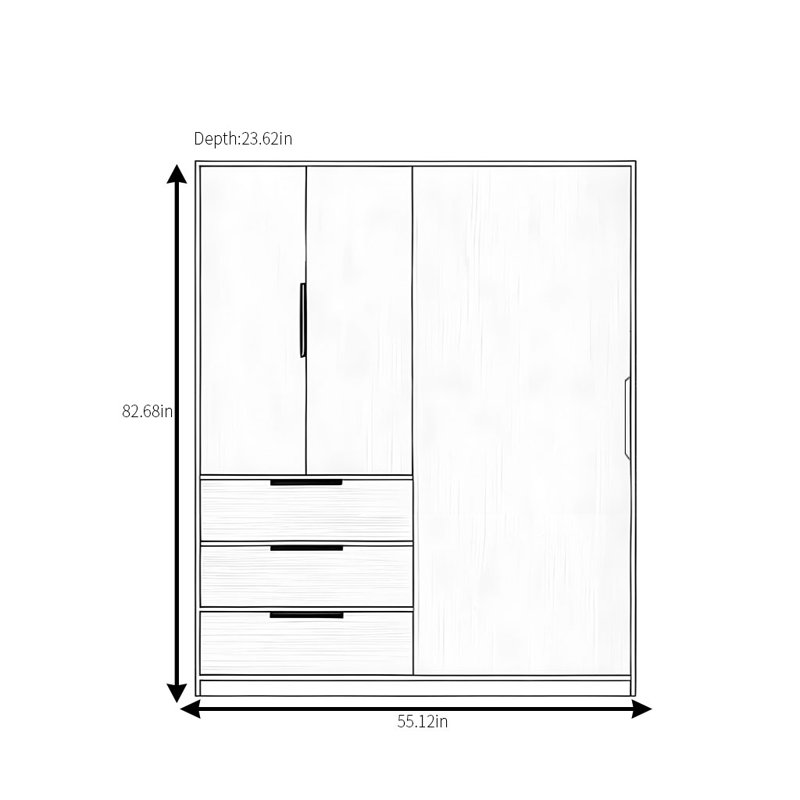 Modern Simple Wardrobe, H 83 po x l 55 po x P 24 po