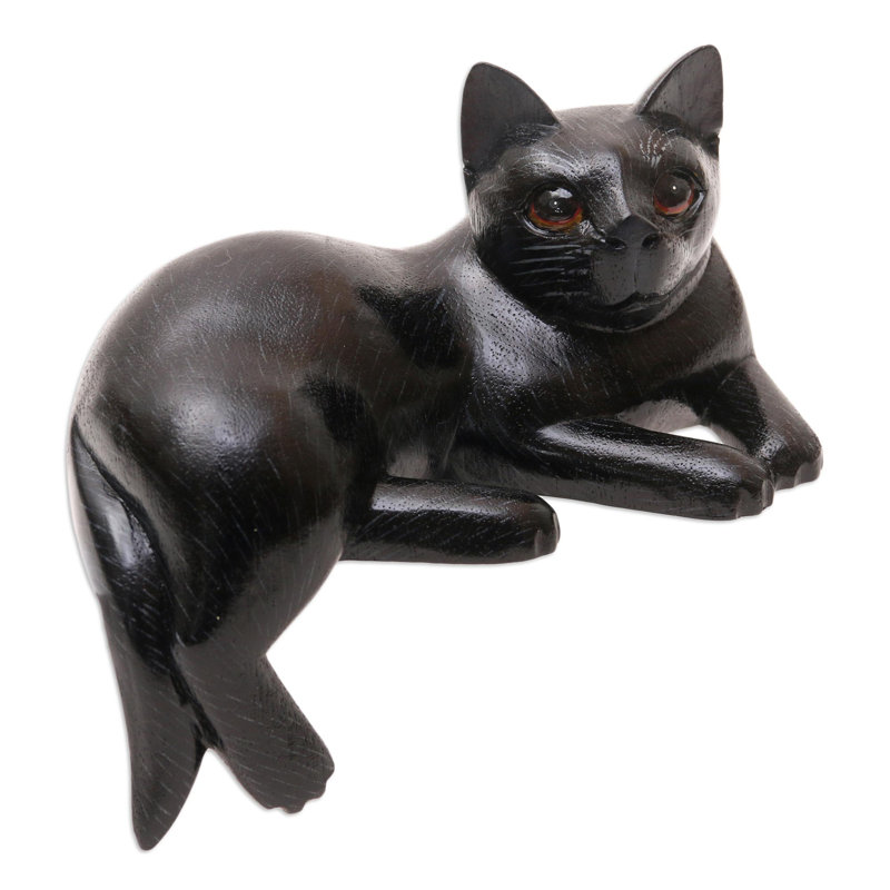 Statuette chat rêveur