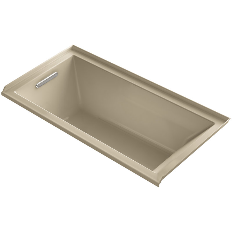 Underscore 60" x 30" Drop In Soaking Acrylic Bathtub, Mexican Sand, Left