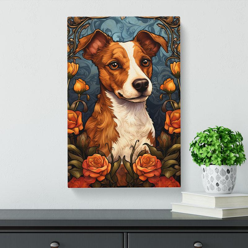 Jack Russell Nouveau - Wrapped Canvas, 76cm H x 50cm W x 3cm D
