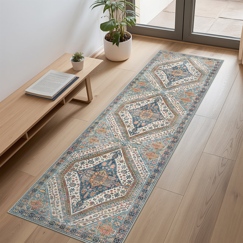 Tapis oriental performance lavable à la machine avec envers antidérapant, Rectangulaire 2 pi x 7 pi