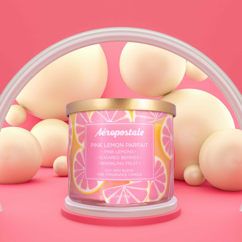 Pink Lemon Parfait Soy Wax Blend Scented Candle with Glass Container