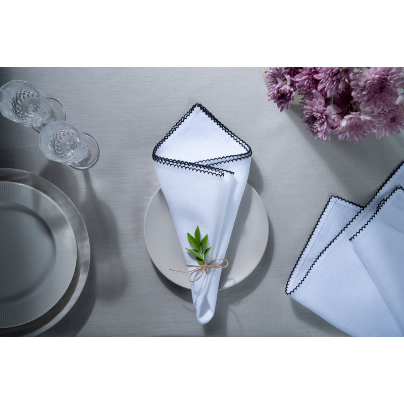 Serviettes de table en lin 20 pi x 20 po D'Moksha Homes, Noir