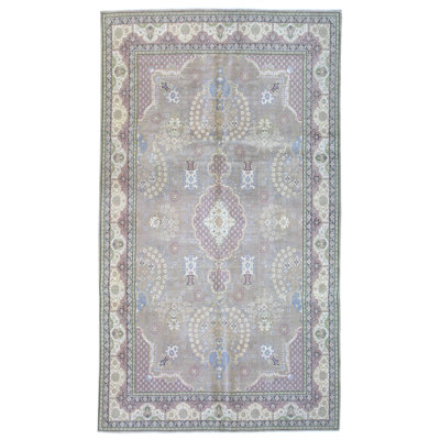 Tapis unique rose tissé à la main de style années 2000 6 pi 9 po x 10 pi 11 po Kayseri
