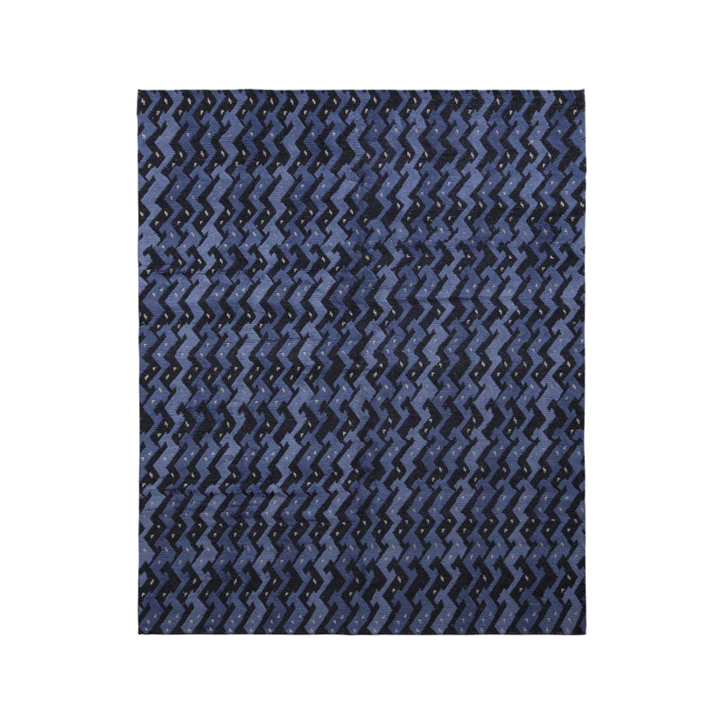 Rug & Kilim's Scandinavian Style Rug In Blue And Black Geometric Pattern, Rectangle 10' x 14'