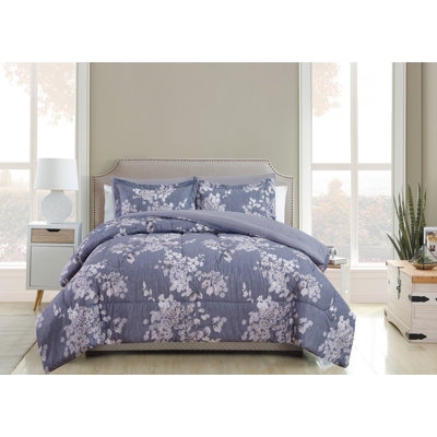 Sophia Modern & Contemporary Polyester Box Stitch Floral Comforter Set