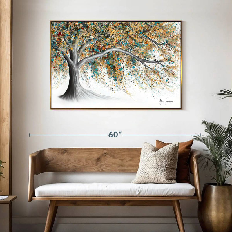 Arbre Western Breeze, 46 po x 31 po, Cadre flottant doré