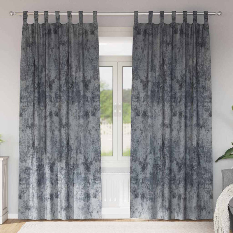 Alithia Velvet Room Darkening Curtain Pair, 140cm Width x 260cm Drop, Silver Grey