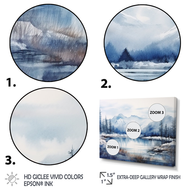Sommet bleu et blanc, montagnes du Japon - Japon, art mural, Cadre flottant brun, H 16 po x l 32 po x P 1 po